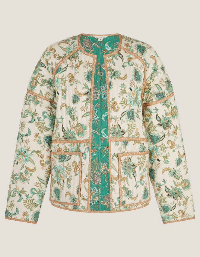 Saoirse Reversible Floral Quilted Jacket, Ivory (IVORY), large