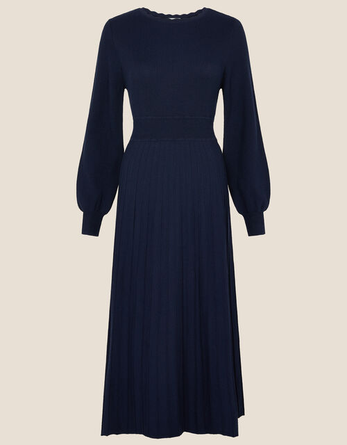 Sophie Scallop Neck Dress, Blue (NAVY), large