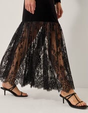 Verity Velvet Lace Maxi Dress, Black (BLACK), large