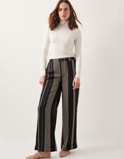 Andi Stripe Wide Leg Trousers, Black (BLACK), large
