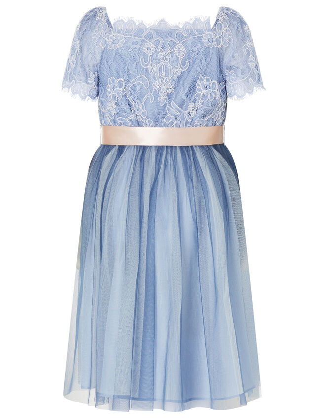 Lace Bodice Off-Shoulder Dress, Blue (BLUE), large