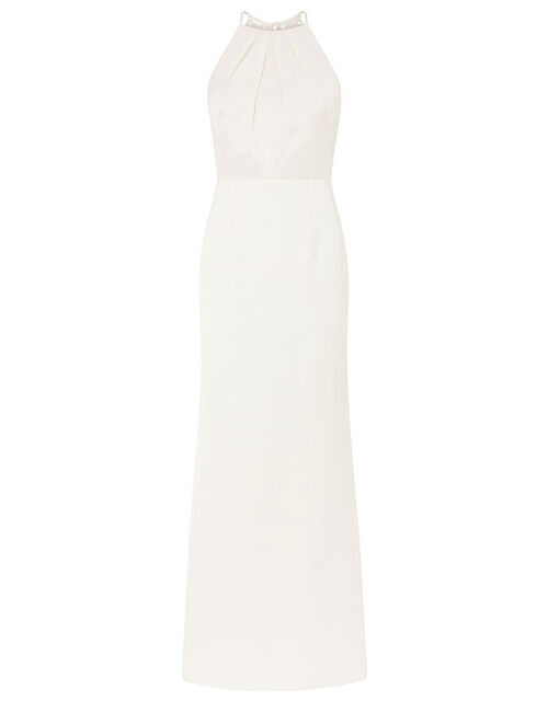 Anne Lace Back Satin Maxi Wedding Dress, Ivory (IVORY), large