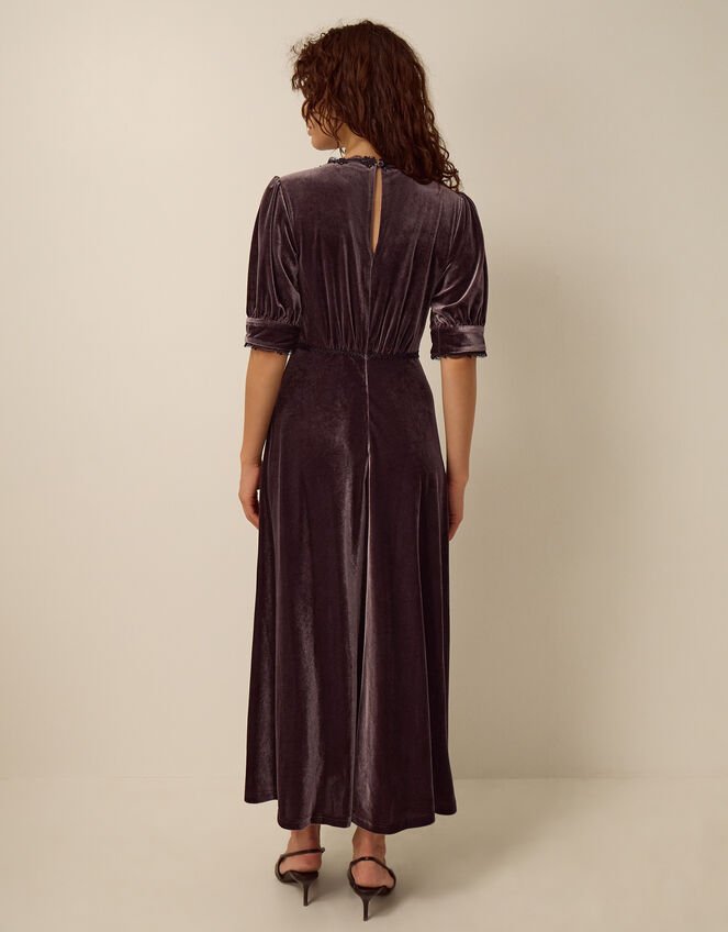 Vera V-Neck Velvet Midi Dress, Brown (CHOCOLATE), large