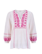 East Circe Paisley Embroidered Blouse, Pink (BLUSH), large