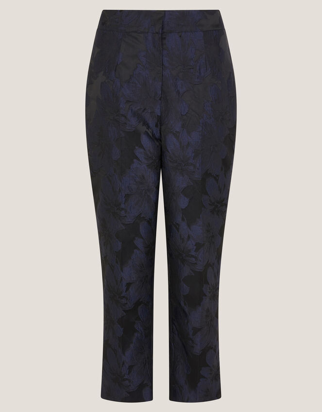 Jayda Floral Jacquard Suit Trousers, Blue (NAVY), large