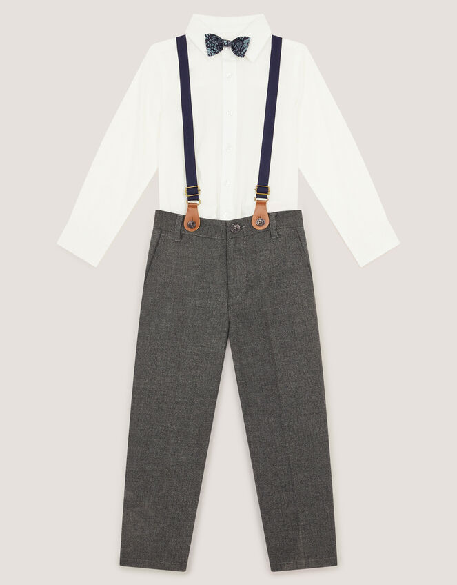 Arthur Herringbone 3-Piece Suit with Braces, Grey (GREY), large