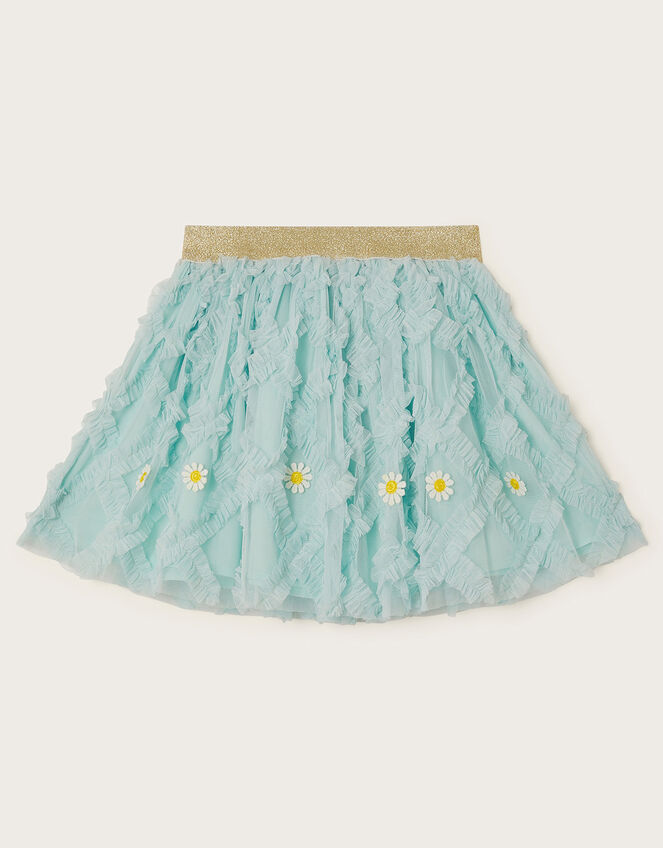 Floral Ruffle Disco Skirt, Blue (AQUA), large
