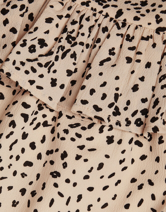 Ruffle Animal Print Dress, Ivory (IVORY), large