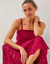 Etta Broderie Midi Dress, Red (RED), large