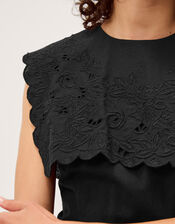 Lexi Embroidered Bib Mini Dress, Black (BLACK), large