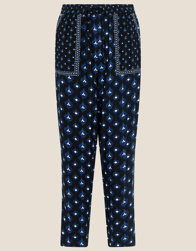 Patch Pocket Print Trousers in LENZING™ ECOVERO™ , Blue (NAVY), large