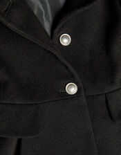 Pocket Detail Pleated Hooded Coat, Black (BLACK), large