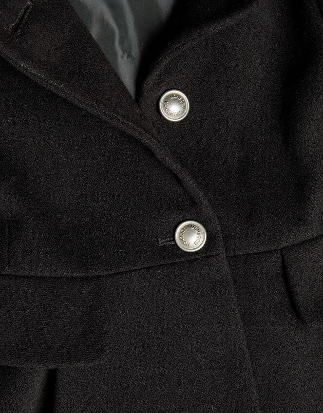 Pocket Detail Pleated Hooded Coat, Black (BLACK), large