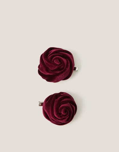 2-Pack Velvet Rose Hair Clips, , large