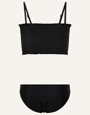 Shirred Bikini Set, Black (BLACK), large