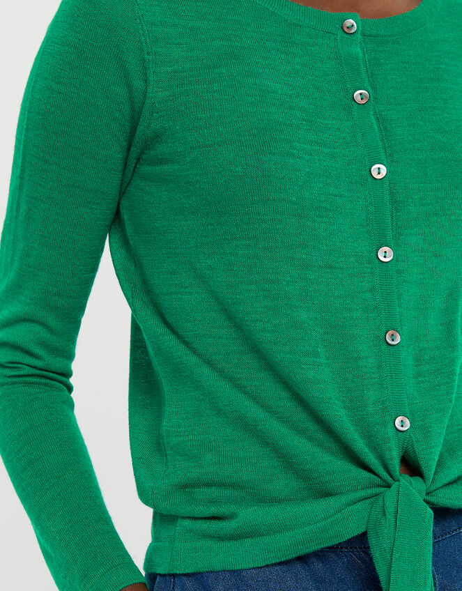 Loretta Button Cardigan in Linen Blend, Green (GREEN), large