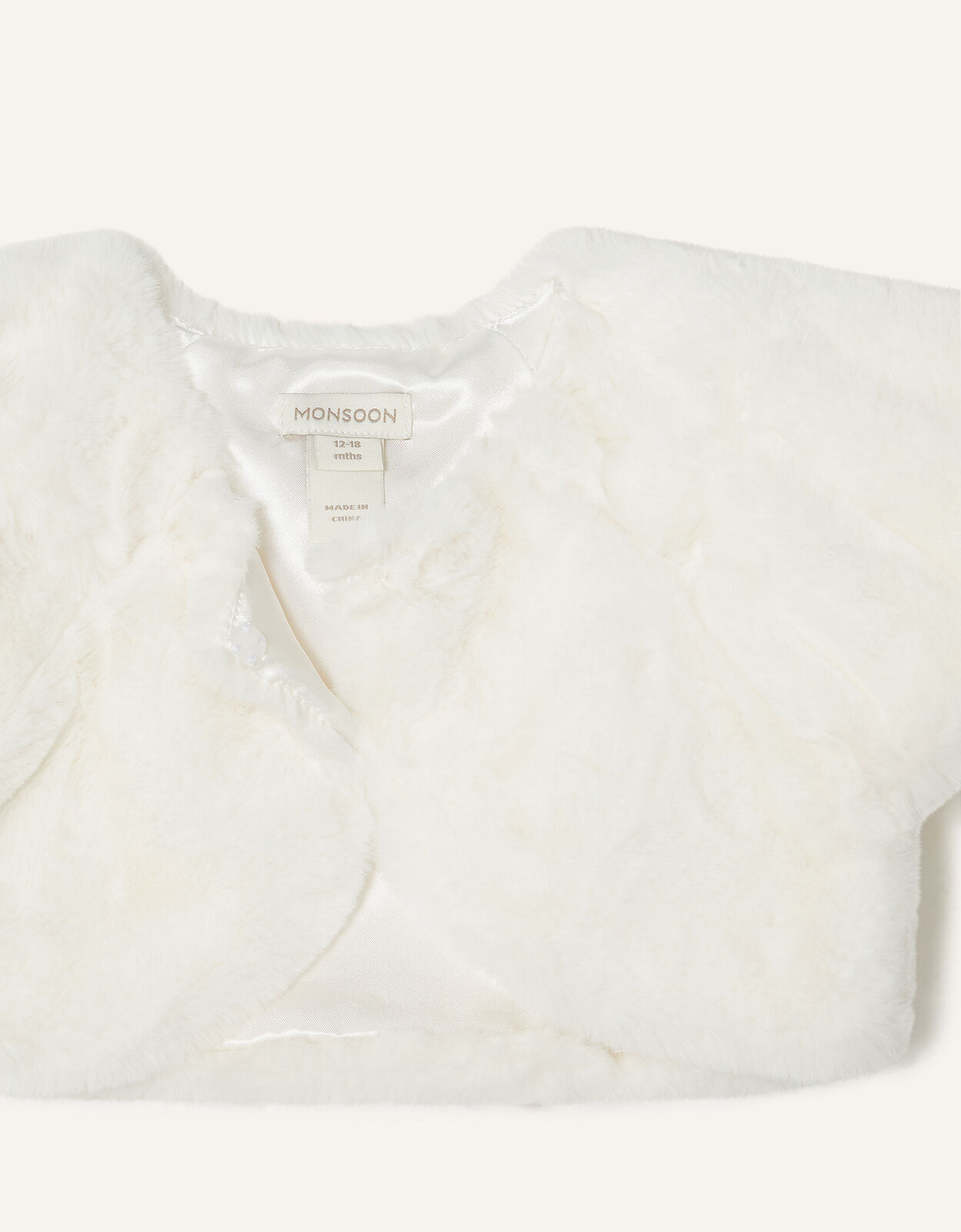 Baby Faux Fur Shrug Ivory Baby Girl Cardigans Monsoon UK
