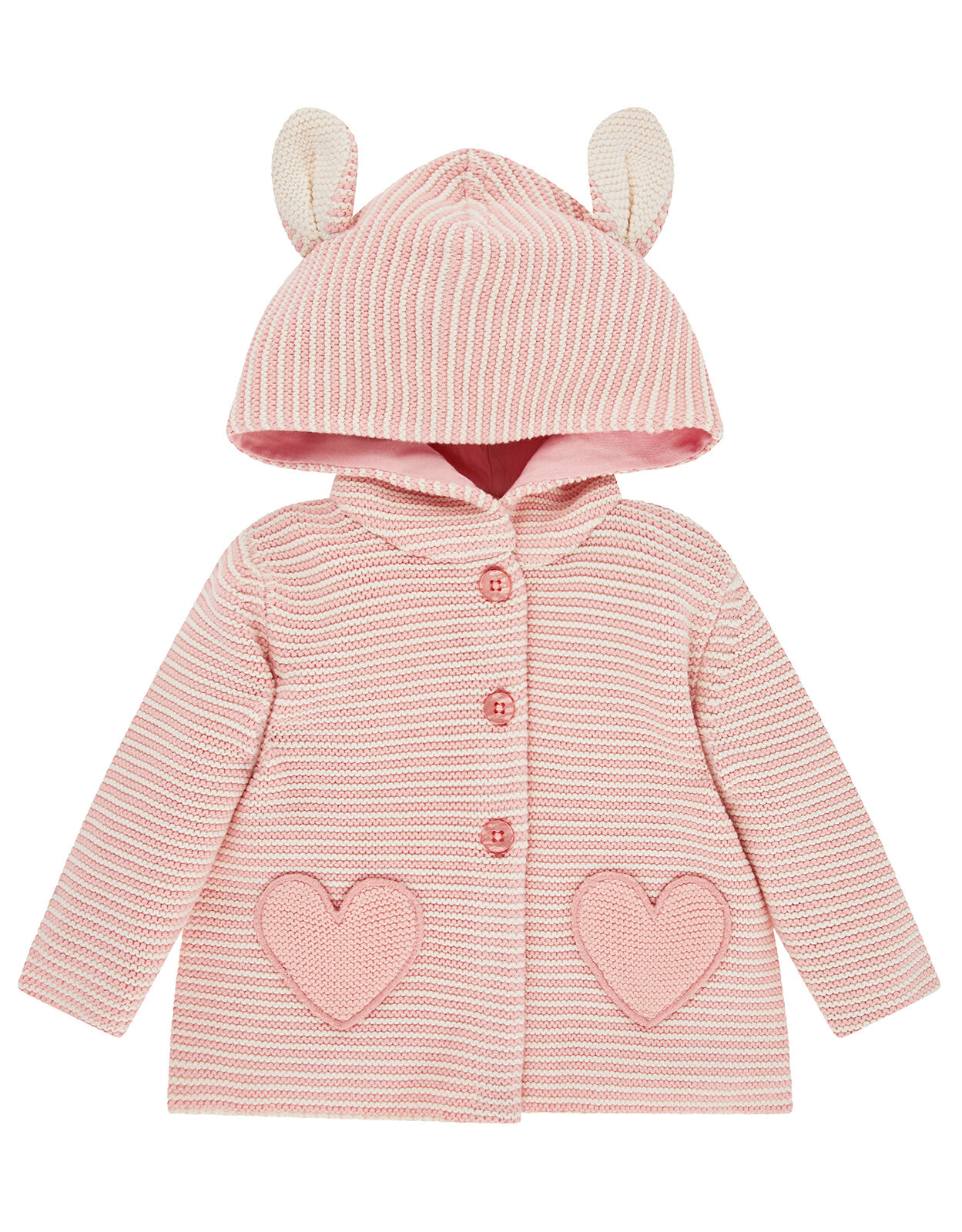 Newborn Baby Bess Knit Cardigan with Hood Pink