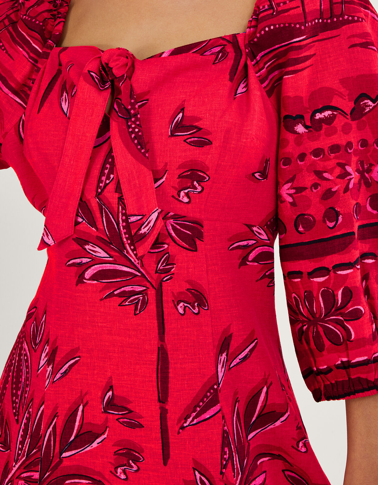 Paola Palm Print Dress with LENZING ECOVERO Red Day Dresses Monsoon UK