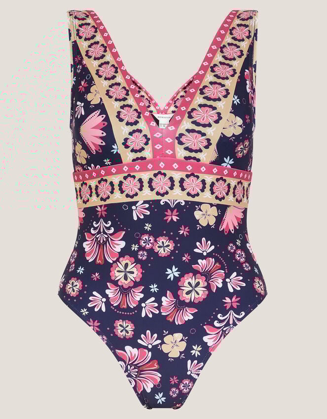 Abbie Floral Print Swimsuit, Blue (NAVY), large