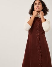 Rubi Sleeveless Scallop Midi Dress, Red (BURGUNDY), large