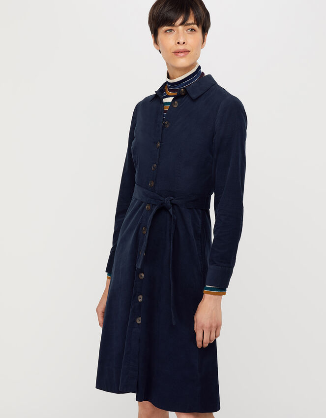 Coralie Cord Midi Dress, Blue (NAVY), large