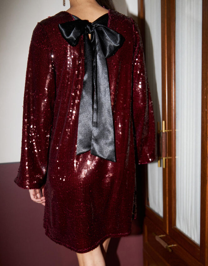 Crās Sequin Tunic Mini Dress, Red (WINE), large