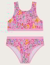 Leopard Print Sporty Bikini Set, Pink (PINK), large