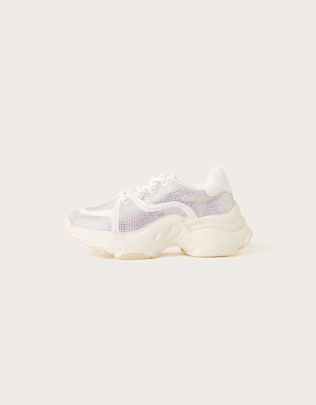 Chunky Diamante Dazzle Trainers Ivory