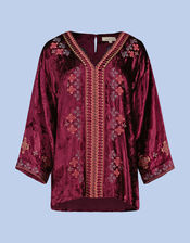 East Ansi Embroidered Velvet Top, Purple (PURPLE), large