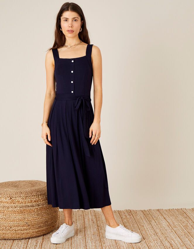 Button Sundress with LENZING™ ECOVERO™, Blue (NAVY), large