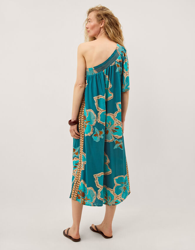 Yasmin One-Shoulder Floral Jumpsuit, Teal (TEAL), large