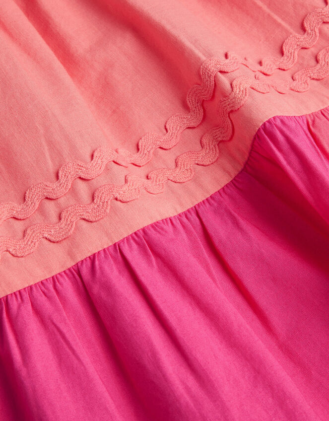 Ric Rac Colour Block Tiered Dress, Pink (PINK), large