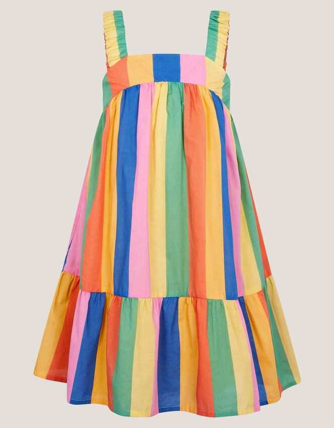 Rainbow Stripe Tier Dress, Multi (MULTI), large