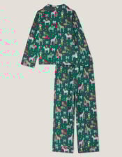 Christmas Animal Print Long Pyjamas Set, Green (GREEN), large