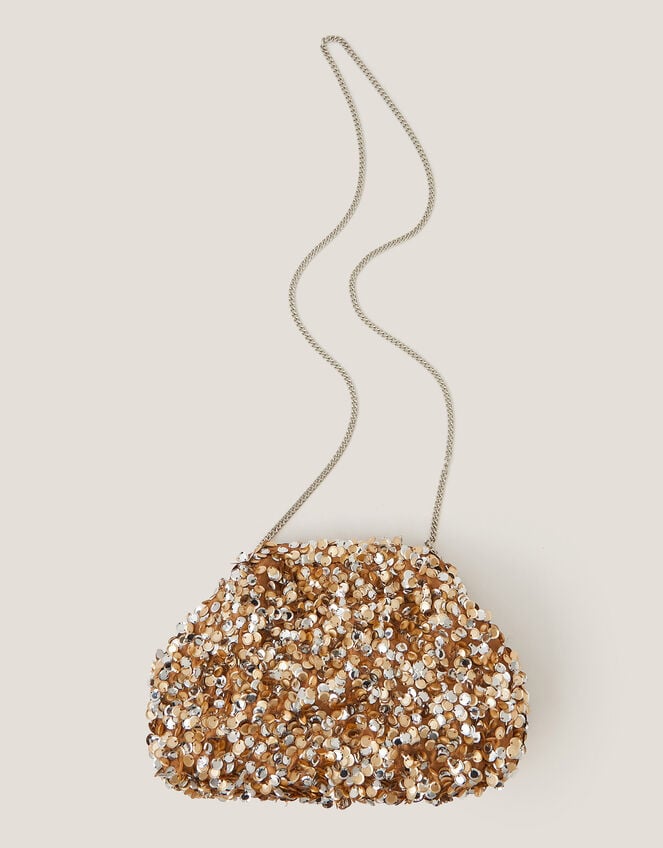 Kira Sequin Clutch Bag, Gold (GOLD), large