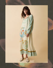 Clemence Amelie Floral Dobby Midi Dress, Cream (CREAM), large