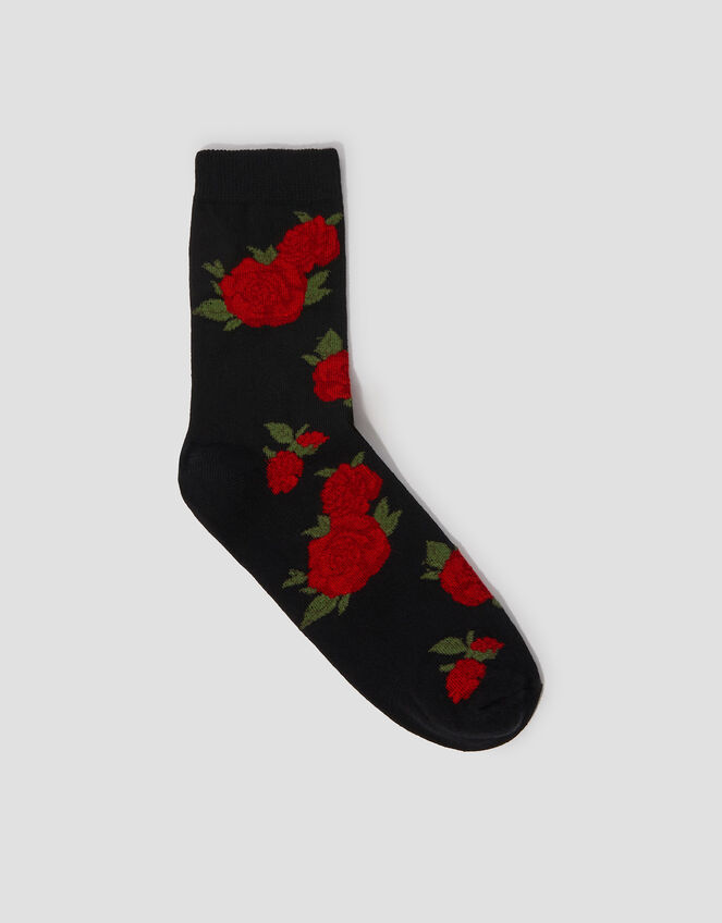 Rose Print Socks, , large
