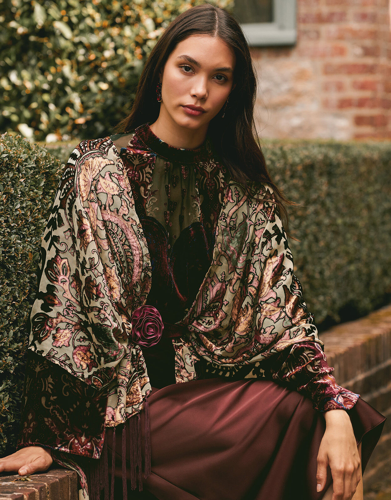 Peri Paisley Devore Top Black