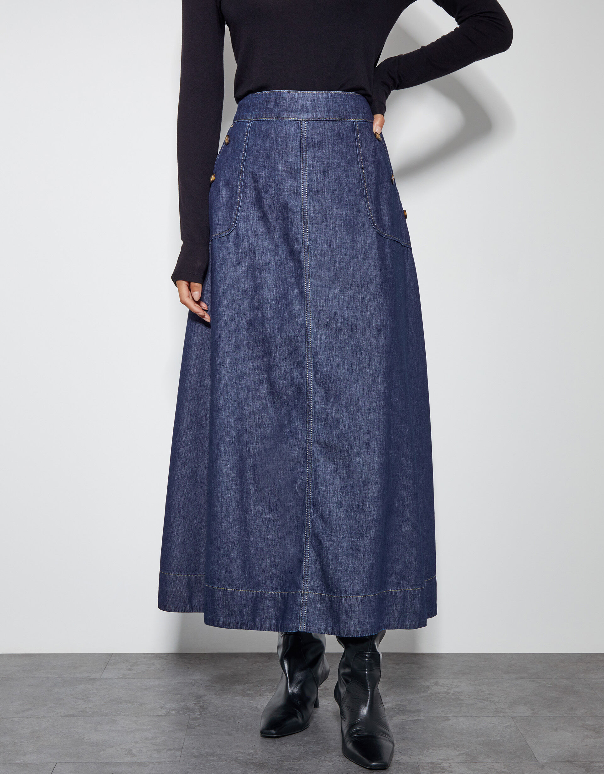 スカート Harper Tassel Pocket Denim Long Skirt BLUE スカート Harper Tassel Pocket Denim Long Skirt YELLOW BLUE