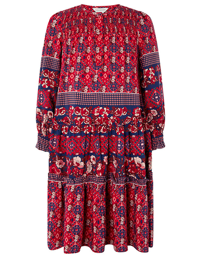 Deanna Mini Me Printed Dress in Sustainable Viscose, Red (RED), large