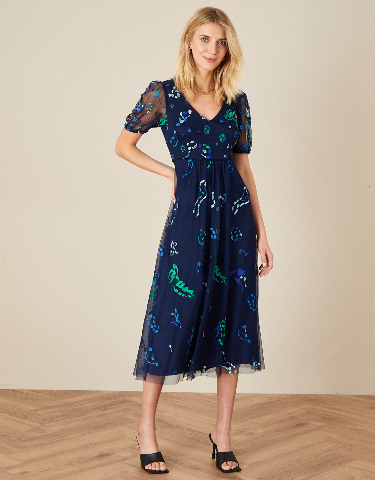 gracie embroidered midi dress