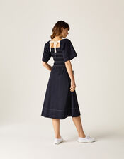Mirla Beane Puff Sleeve Dress, Blue (NAVY), large