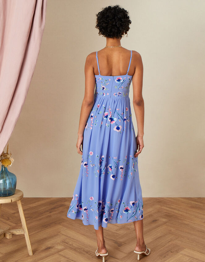 Maeve Midi Dress in Recycled Polyester, Blue (BLUE), large