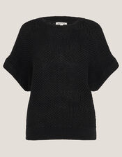 Sofie Slouchy Short Sleeve Jumper, Black (BLACK), large