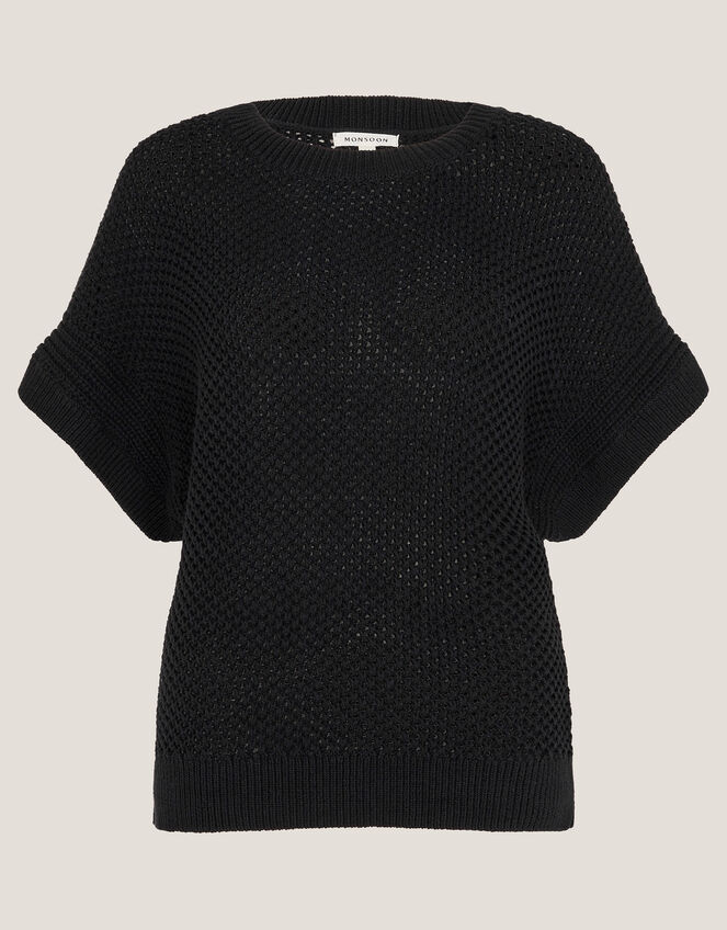 Sofie Slouchy Short Sleeve Jumper, Black (BLACK), large