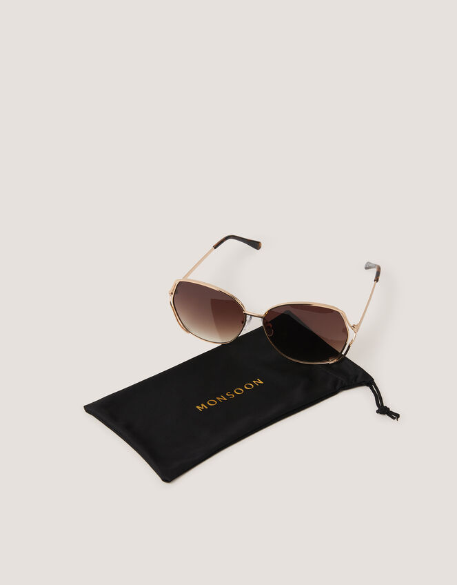 Oversized Metal Sunglasses, , large