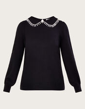 Cleo Collared Jumper, Black (BLACK), large