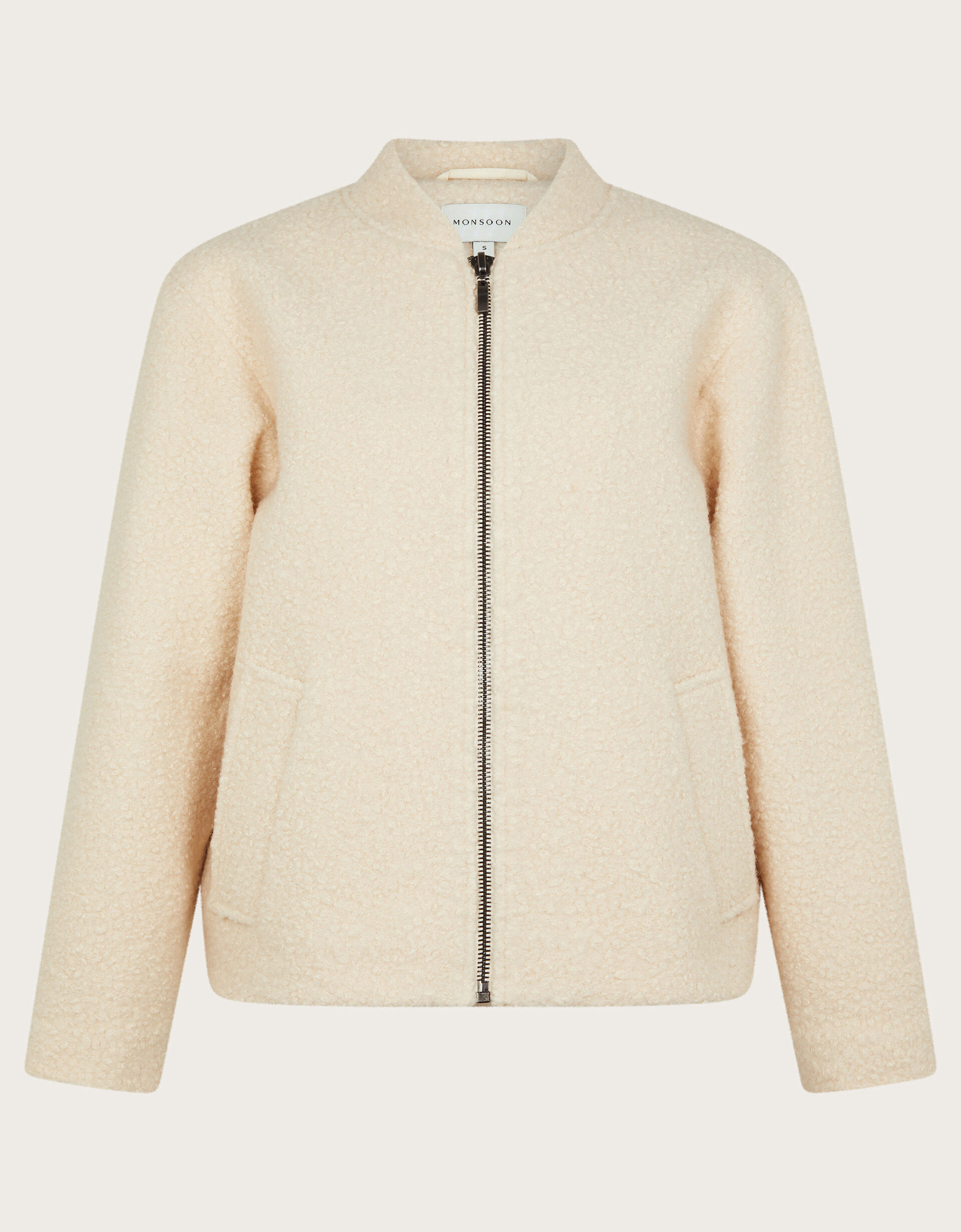 【Anyone more】Orb ivory wool padded jacket Short down jacket with fox fur collar - grey - Yves Salomon