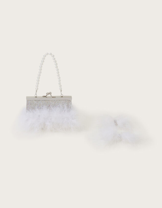 Dazzle Fluffy Frame Bag and Hair Clips Set, , large
